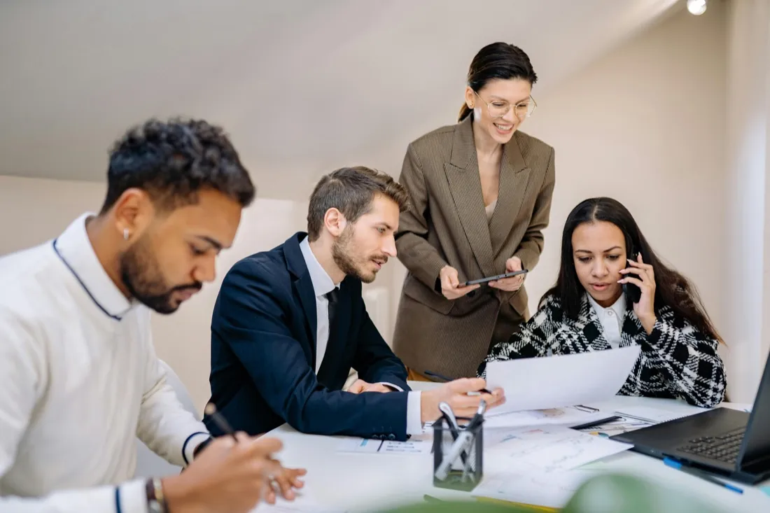 Professional team collaborating
