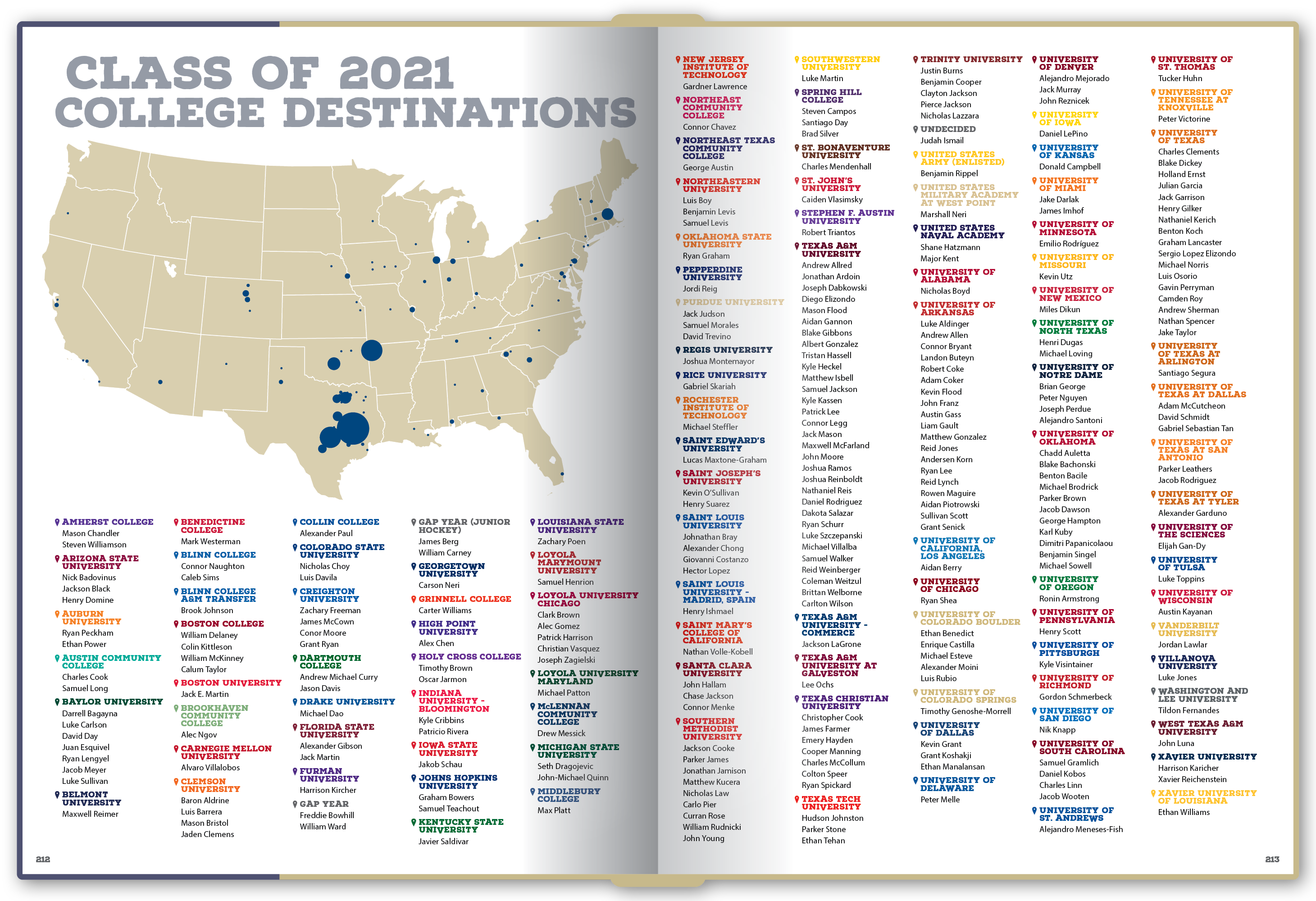 The college destinations spread included an actual map of students' destinations for the first time.