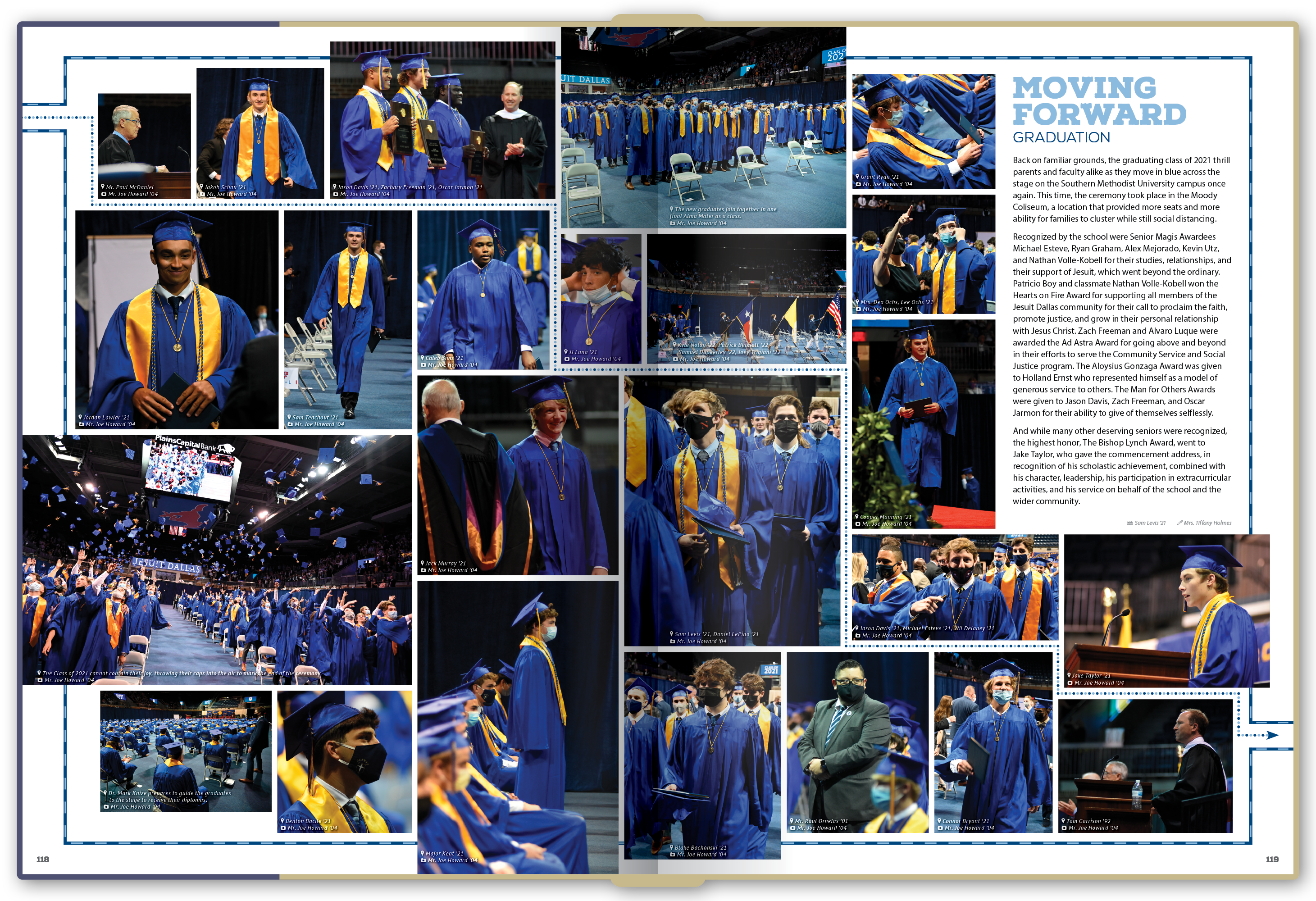 The Graduation spread contains a subtle dotted path entering on the left edge and exiting on the right..