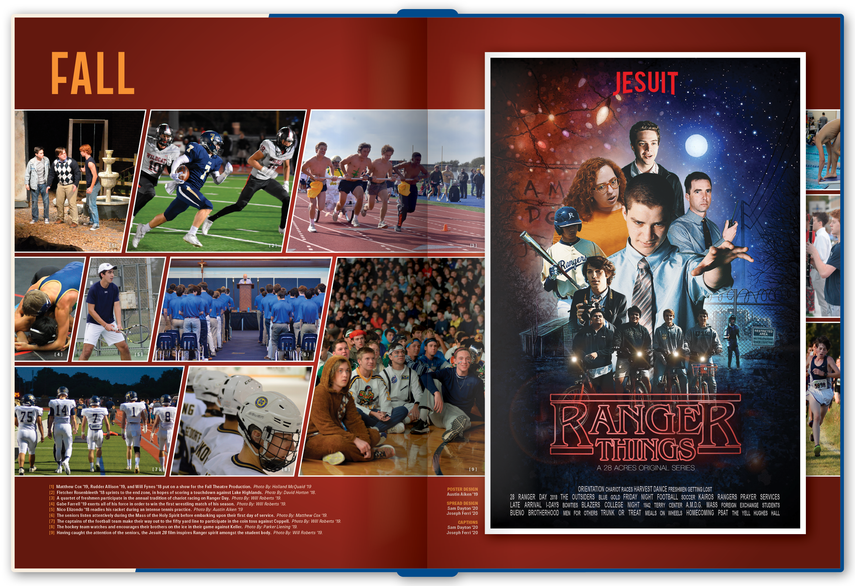 The fall section divider, with one of the many parody movie posters created for the book.