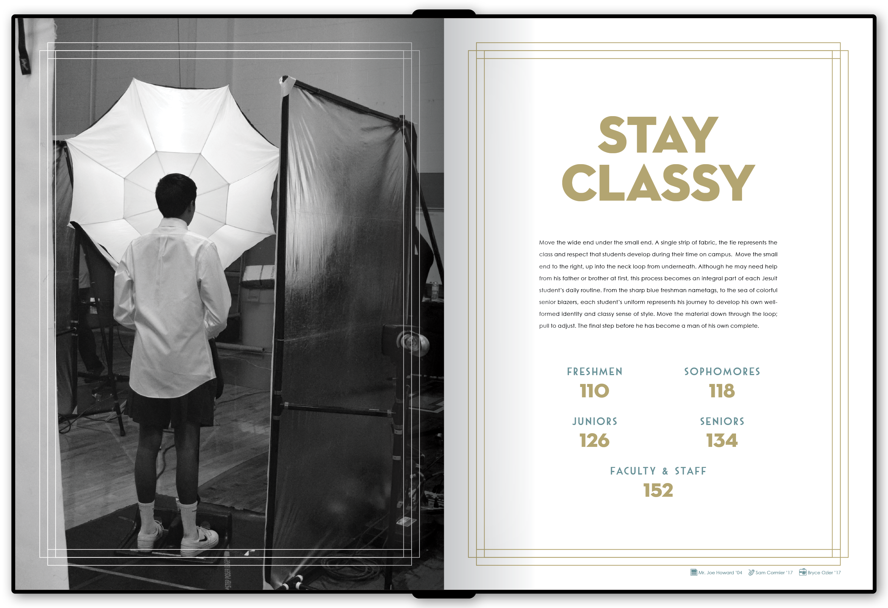 An example of one of the division spreads from the 2016-17 yearbook.