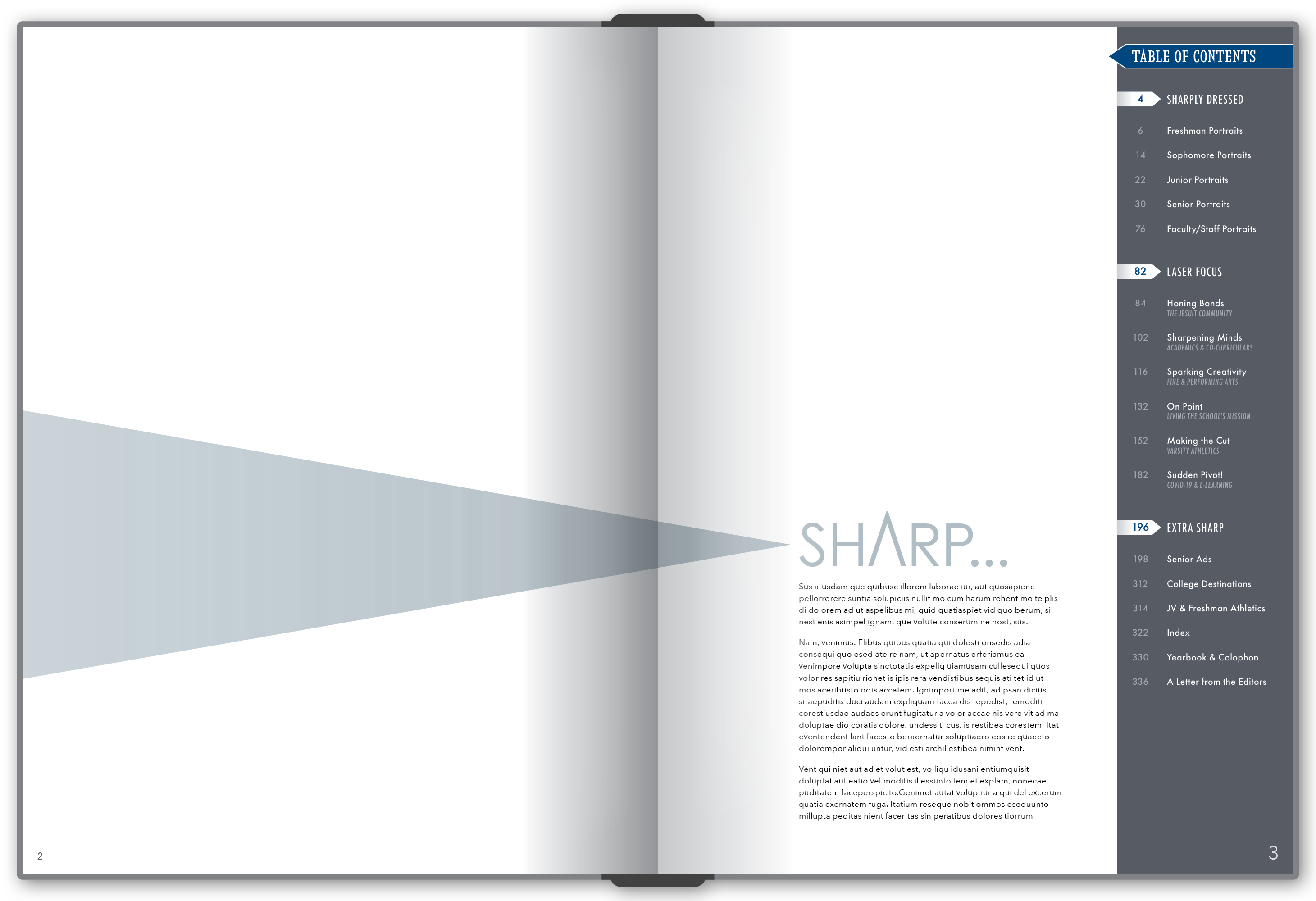 The intro/title page of the Sharp yearbook.