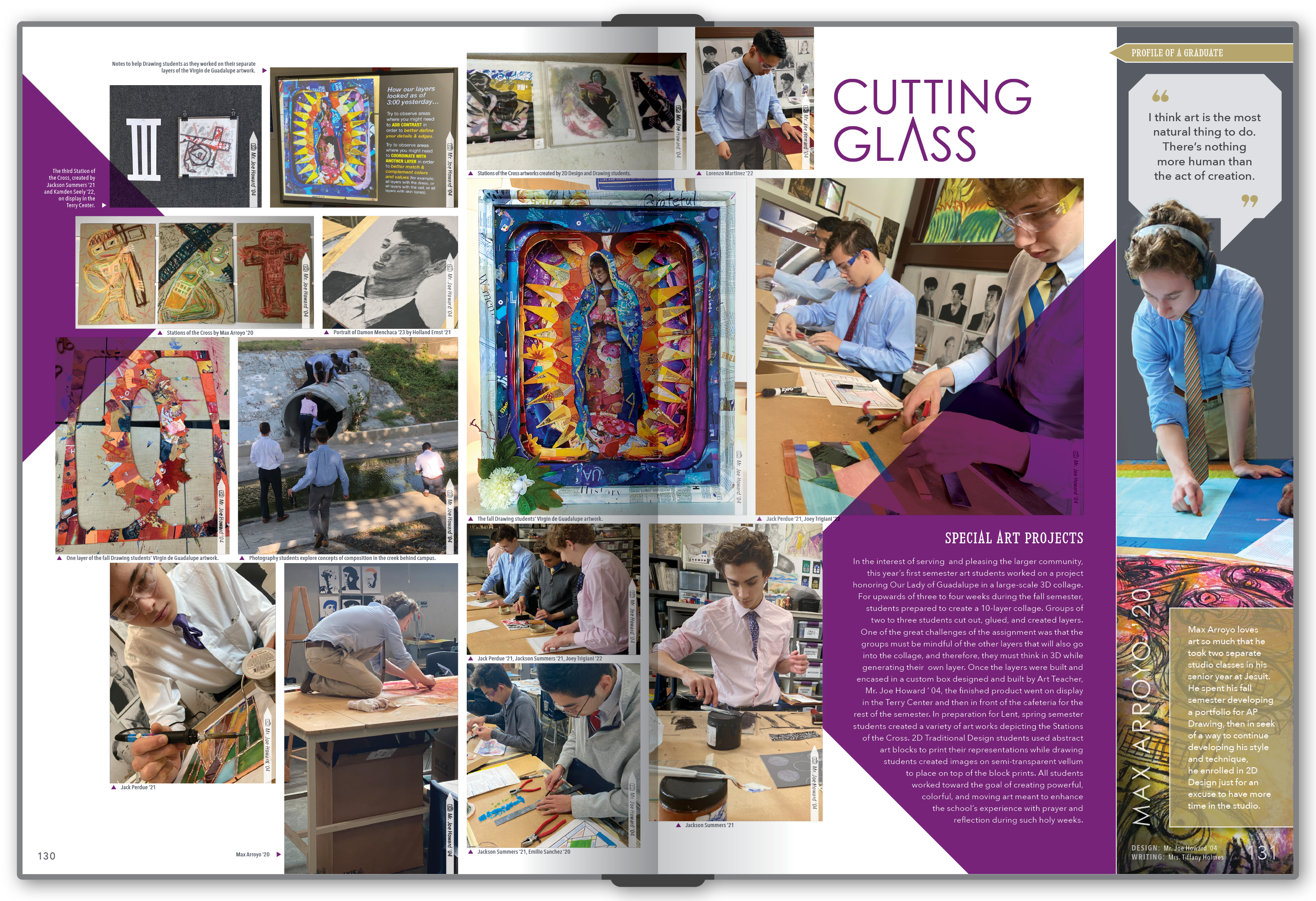 When possible, spreads like this art-themed spread would make use of sharp puns for the title.